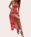 Vestido largo tropical con abertura