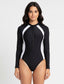 Vestido de baño deportivo manga larga blanco y negro