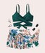 Vestido de baño tropical con tirantes cruzados