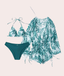 Vestido de baño tropical, 3 piezas con cover up