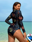Vestido de baño enterizo manga larga tropical