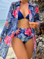 Conjunto de vestido de baño en triángulo con estampado tropical