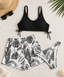 Conjunto 3 piezas en short estampado de hojas