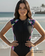 Vestido de bano enterizo patchwork frente