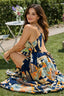 Vestido de tirantes con estampado tropical escote cruzado