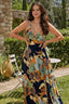 Vestido de tirantes con estampado tropical escote cruzado