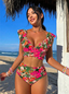 Set dos piezas floral con panty tiro alto
