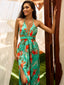 Vestido largo tropical con abertura Frente 