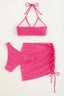 Set de vestido de baño texturizado vista trasera fucsia