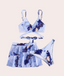 Vestido de baño con estampado mármol de 3 piezas con falda vista frontal